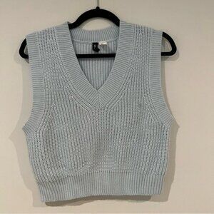 Baby Blue Crochet Knit Sweater Vest Size Medium